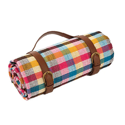 Picnic Blanket Waterproof & Padded Leather Carrying Strap