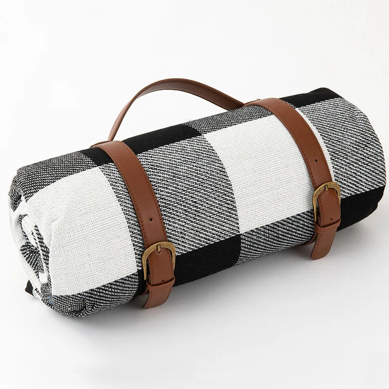 Picnic Blanket Waterproof & Padded Leather Carrying Strap