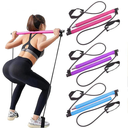 Pilates Bar Adjustable Resistance Bands Lightweight & Portable