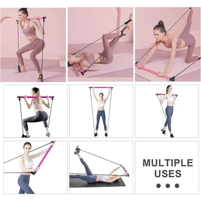 Pilates Bar Adjustable Resistance Bands Lightweight & Portable