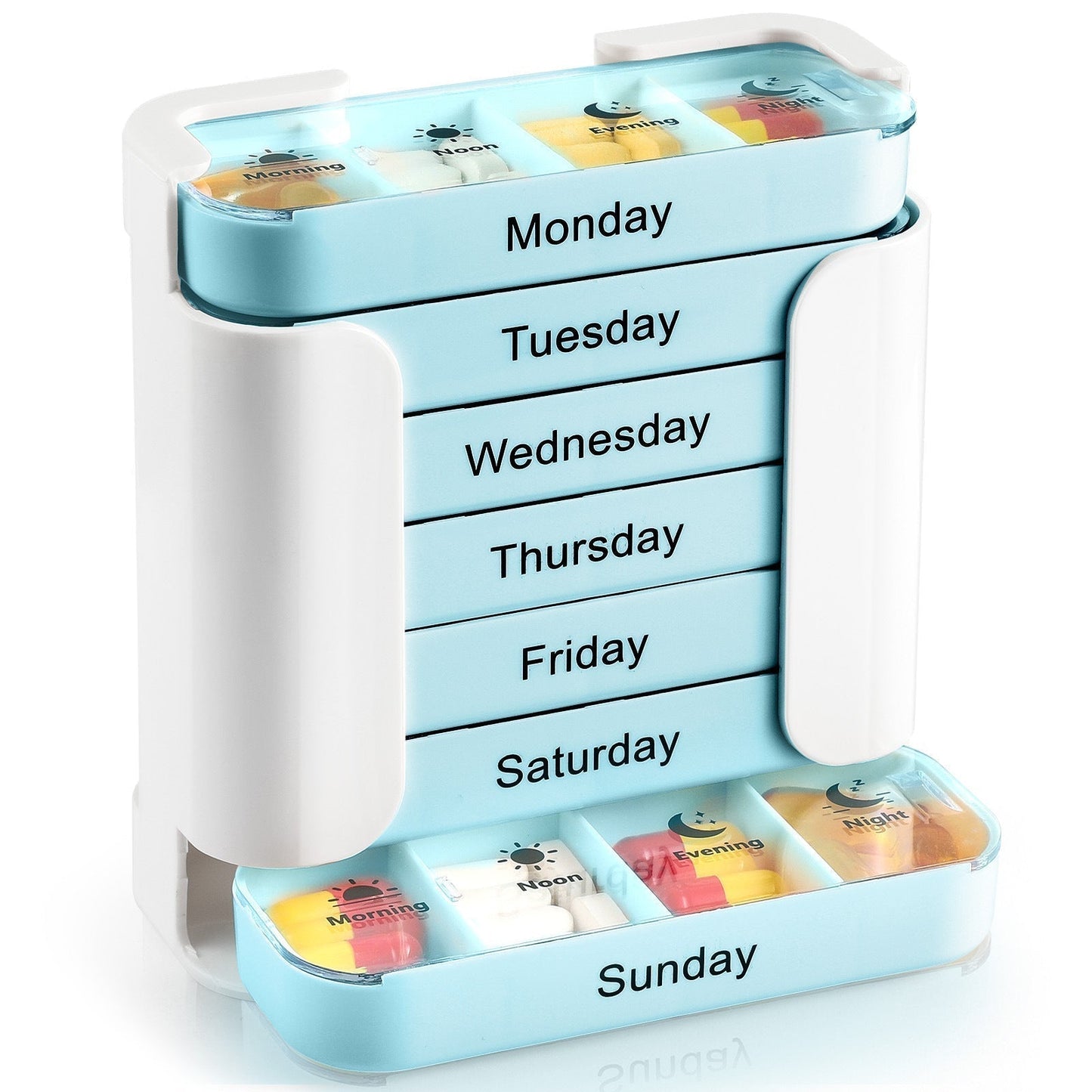 Pill Organizer 7-Day Color-Coded Large Compartments