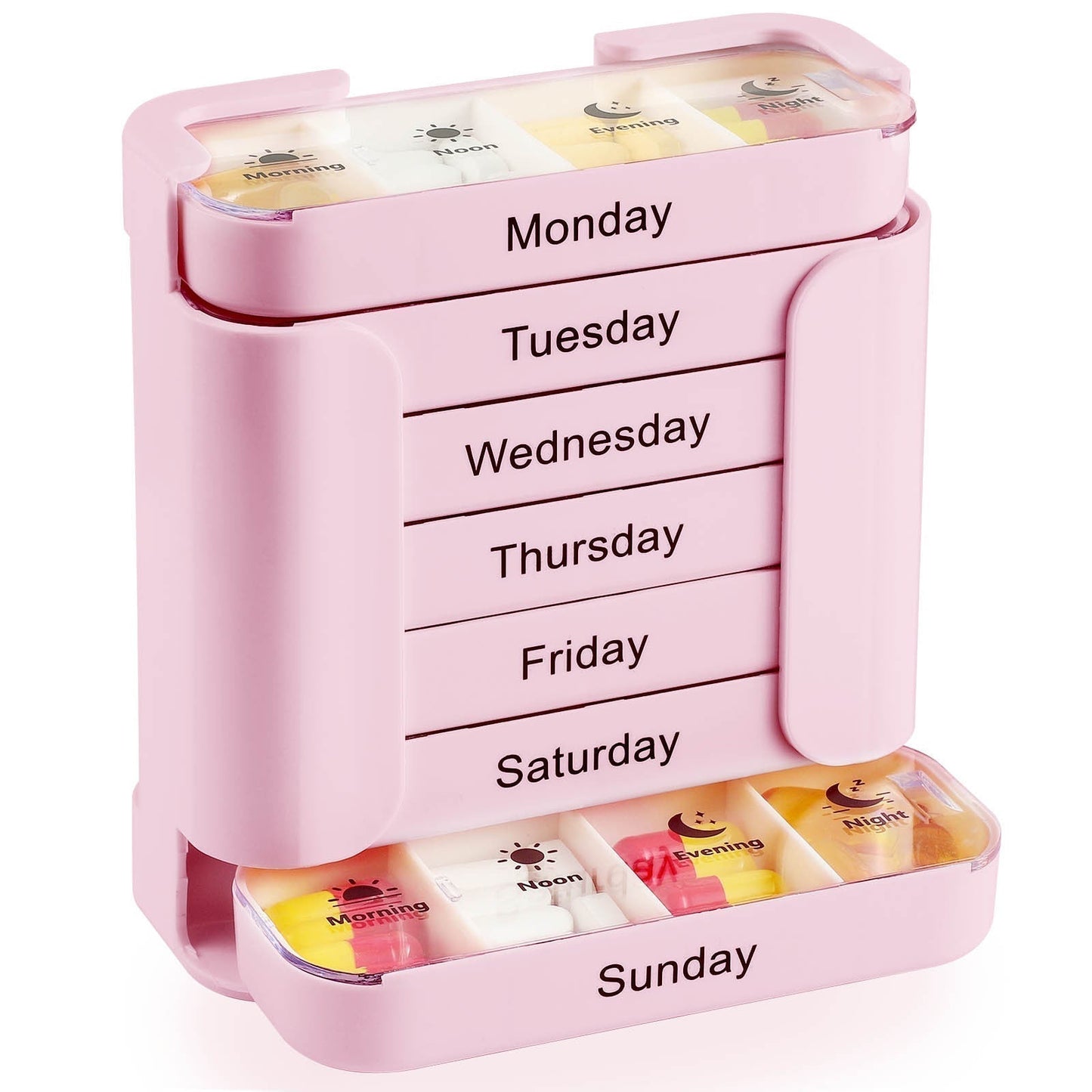 Pill Organizer 7-Day Color-Coded Large Compartments