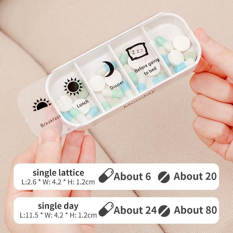 Pill Organizer 7-Day Color-Coded Large Compartments