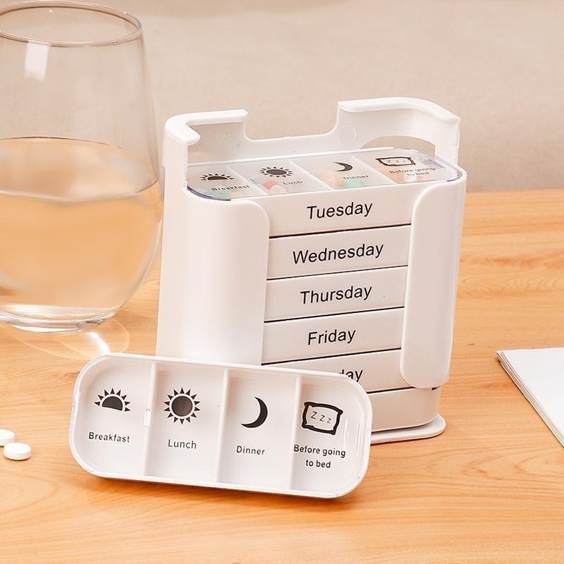 Pill Organizer 7-Day Color-Coded Large Compartments