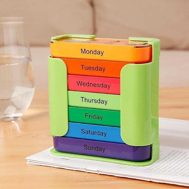Pill Organizer 7-Day Color-Coded Large Compartments