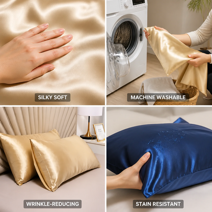 Pillowcase Set Silky Polyester Machine Washable Set of 2