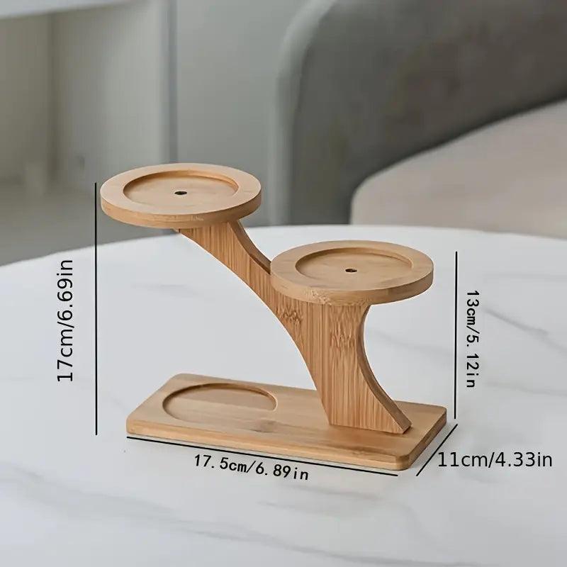 Plant Stand Bamboo Two-Tier Recessed Holders No Assembly