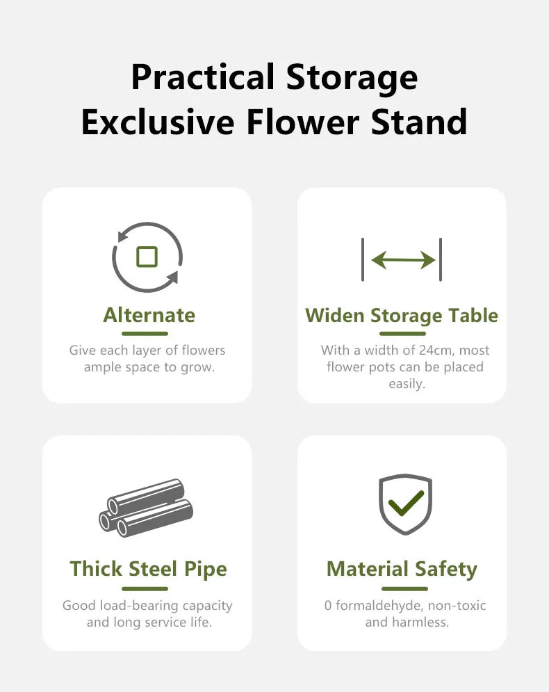 Plant Stand Five-Tier Space-Saving Black Metal & Wood