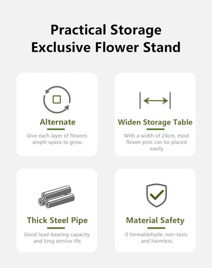 Plant Stand Five-Tier Space-Saving Black Metal & Wood