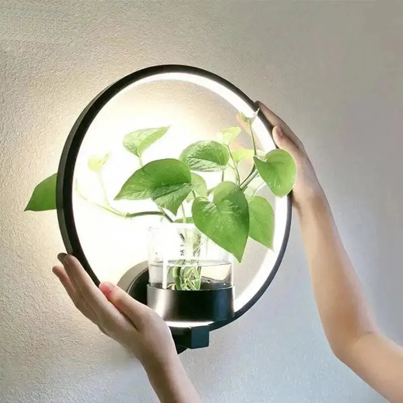 Plant Wall Light Warm LED & Integrated Glass Vase