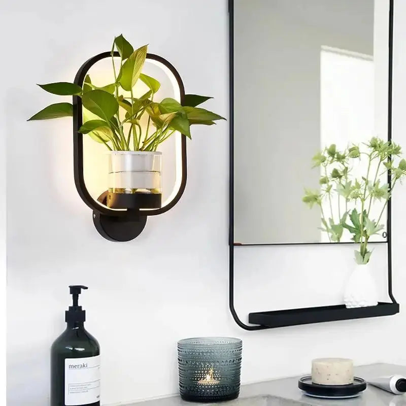 Plant Wall Light Warm LED & Integrated Glass Vase