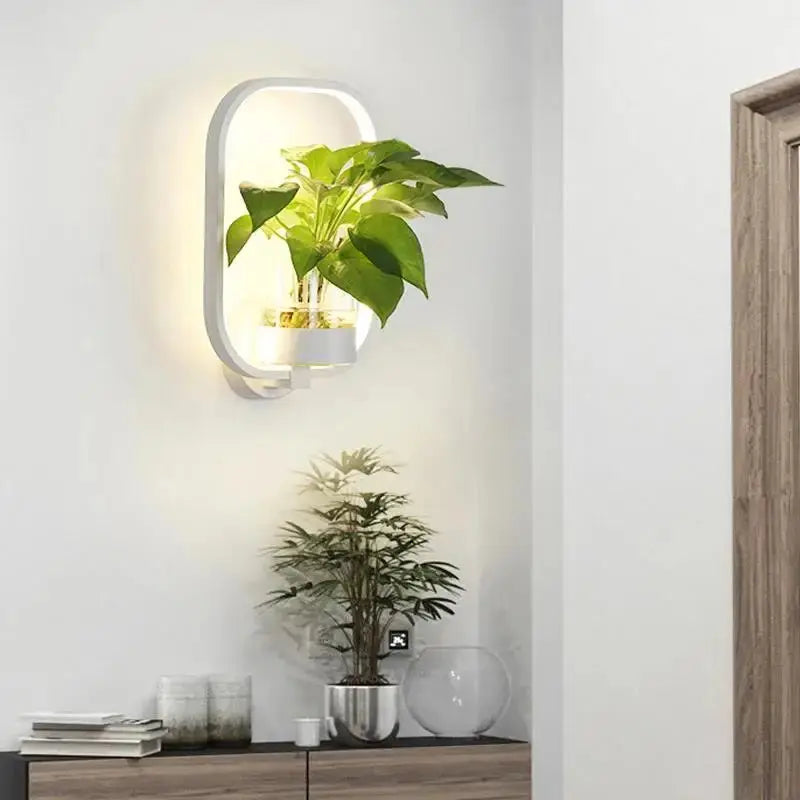 Plant Wall Light Warm LED & Integrated Glass Vase