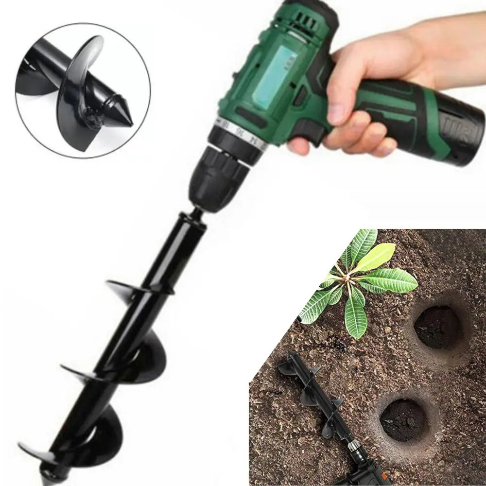 Planting Auger Powder-Coated Steel Universal Hex Shank 11.8 Inch
