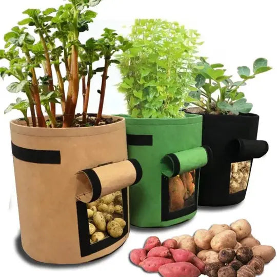Planting Bag Breathable Felt Side Harvest Flap Reinforced Handles