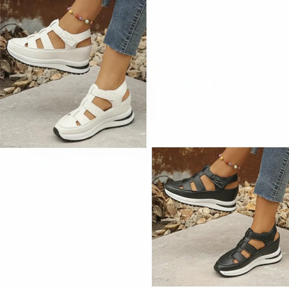 Platform Sneaker Sandals Closed Toe Air-Cushion Sole Velcro Closure