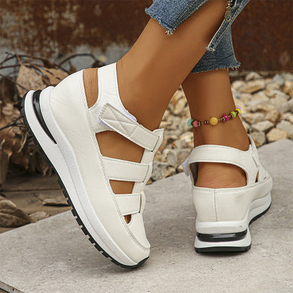 Platform Sneaker Sandals Closed Toe Air-Cushion Sole Velcro Closure