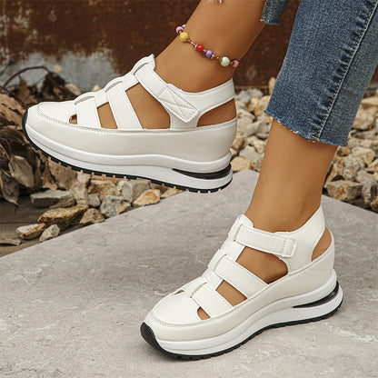 Platform Sneaker Sandals Closed Toe Air-Cushion Sole Velcro Closure