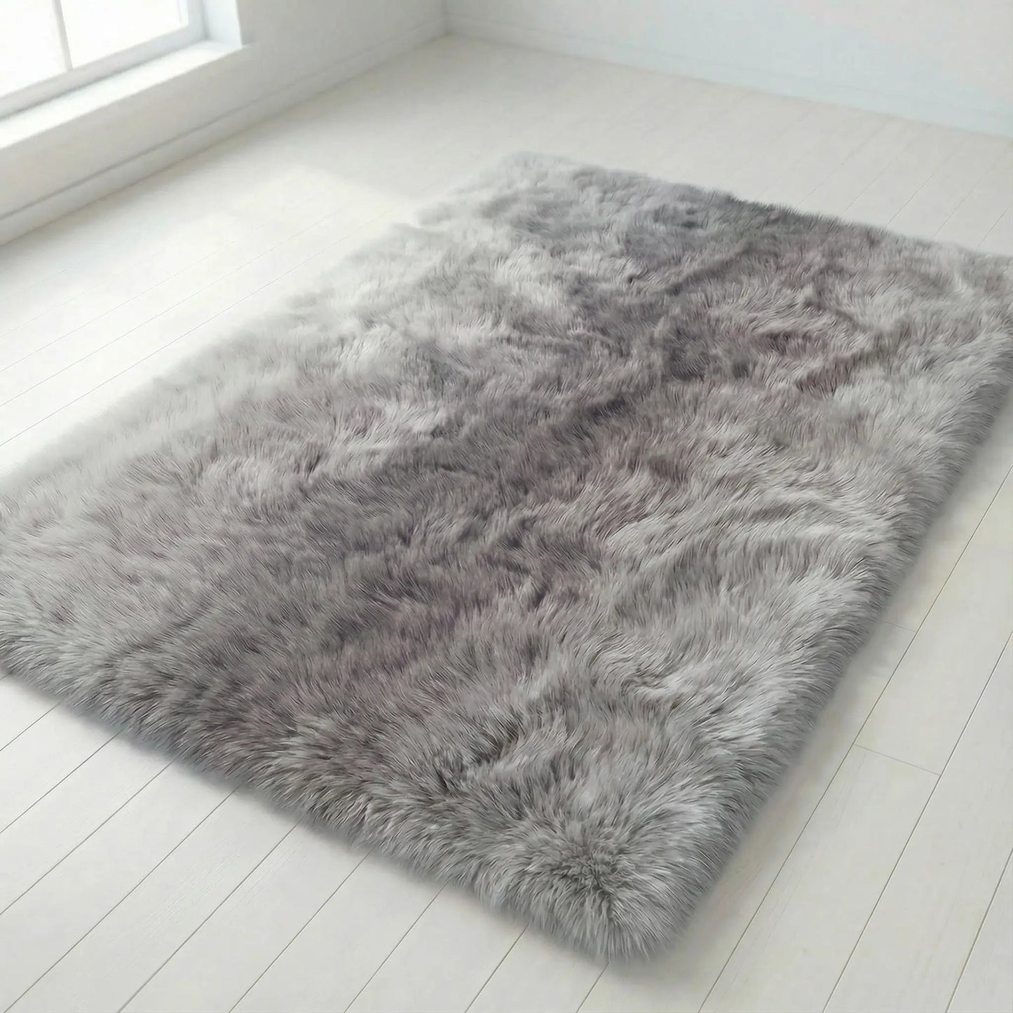 Plush Faux Fur Rug 1.57-Inch Pile Non-Slip Felt Backing