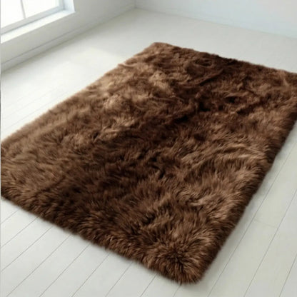 Plush Faux Fur Rug 1.57-Inch Pile Non-Slip Felt Backing