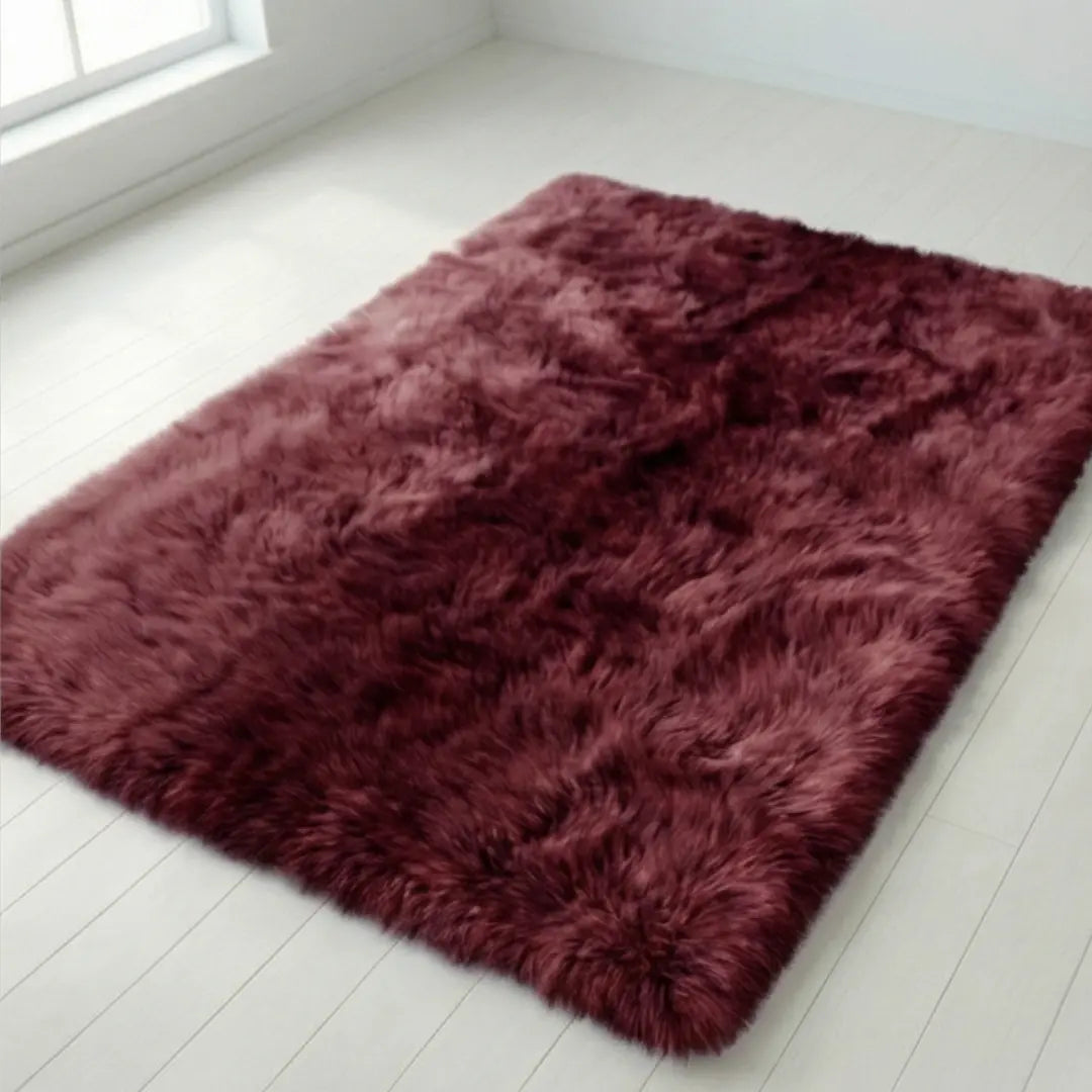 Plush Faux Fur Rug 1.57-Inch Pile Non-Slip Felt Backing