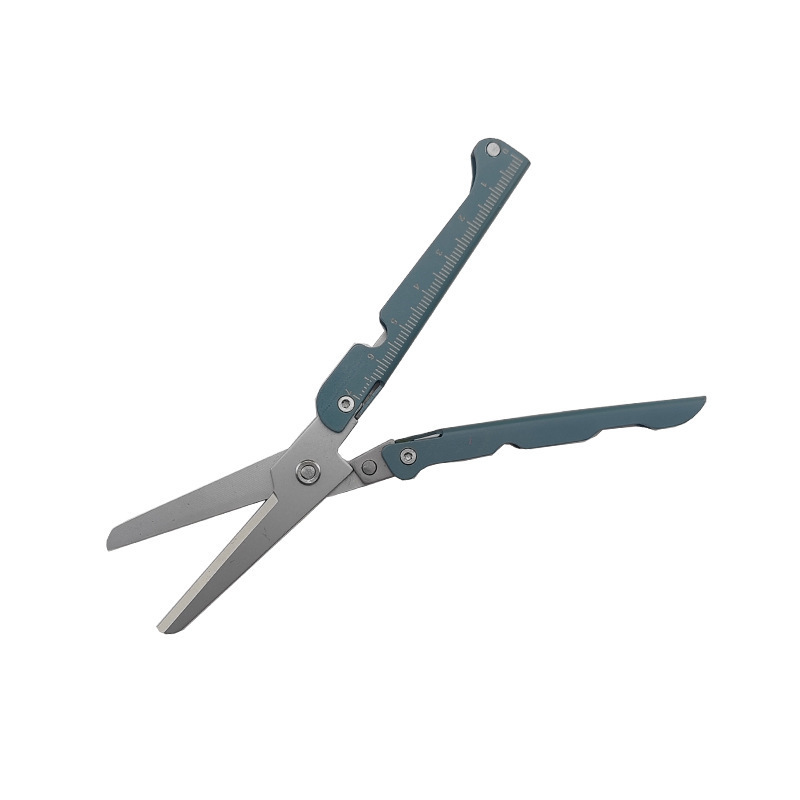 Pocket Folding Scissors Stainless Steel Ruler & Pry Tip