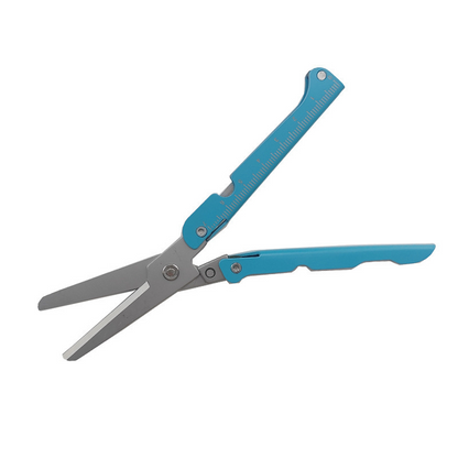 Pocket Folding Scissors Stainless Steel Ruler & Pry Tip