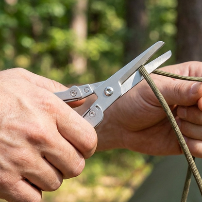 Pocket Folding Scissors Stainless Steel Ruler & Pry Tip