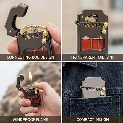 Pocket Lighter Windproof Flame Refillable Metal Compact