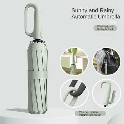Pocket Umbrella Automatic Open Ring Handle & Water-Repellent Canopy