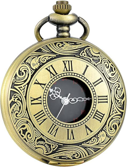Pocket Watch Quartz Movement Roman Numerals Chain Included