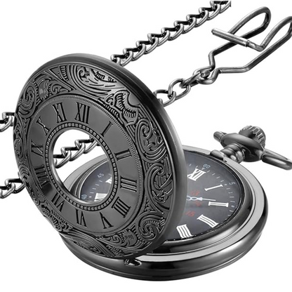 Pocket Watch Quartz Movement Roman Numerals Chain Included