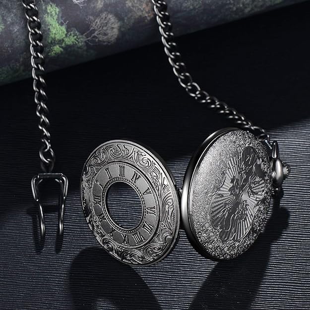 Pocket Watch Quartz Movement Roman Numerals Chain Included