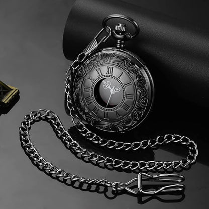 Pocket Watch Quartz Movement Roman Numerals Chain Included