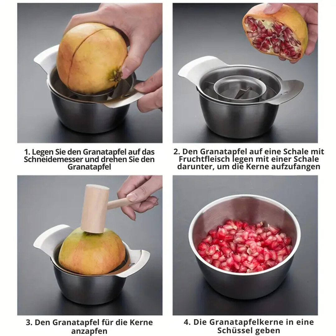 Pomegranate Deseeder Stainless Steel Built-In Bowl & Non-Slip Base