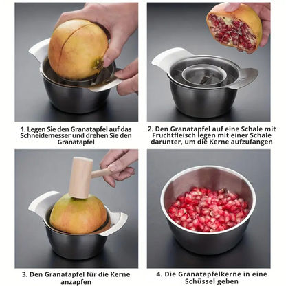 Pomegranate Deseeder Stainless Steel Built-In Bowl & Non-Slip Base