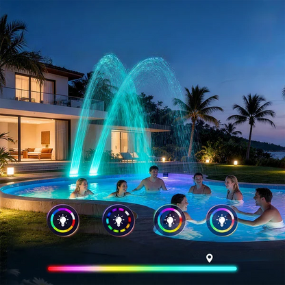 Pool Fountain Solar-Powered RGB LED Remote & App Control