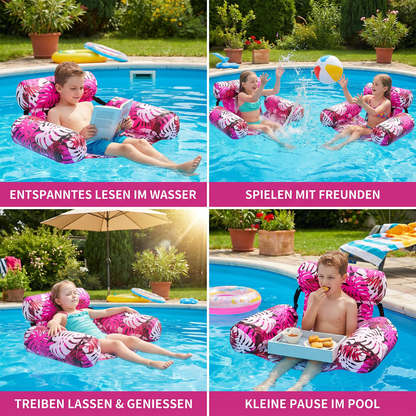 Pool Hammock Inflatable Ergonomic Backrest & Breathable Mesh