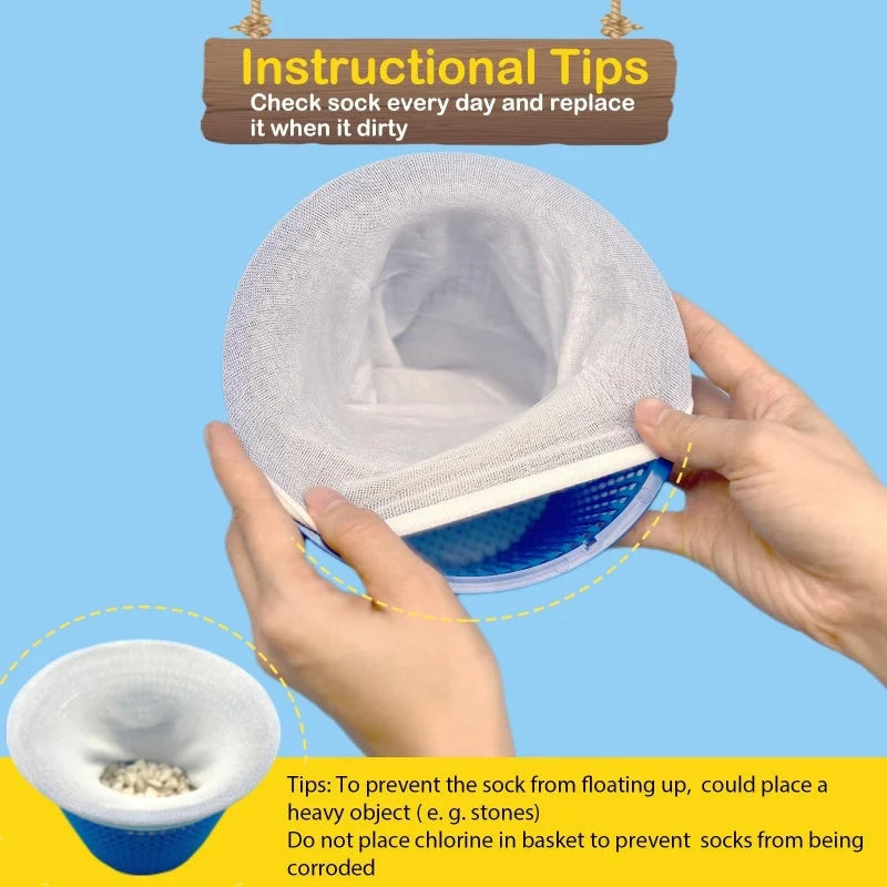 Pool Skimmer Socks Nylon Pre-Filter Fits 5.1-8.7 Inch