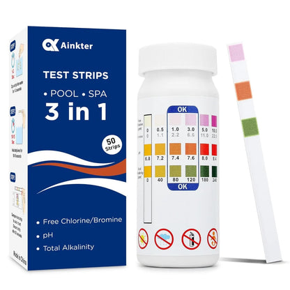 Pool Test Strips Triple Chlorine pH Alkalinity 50 Pack