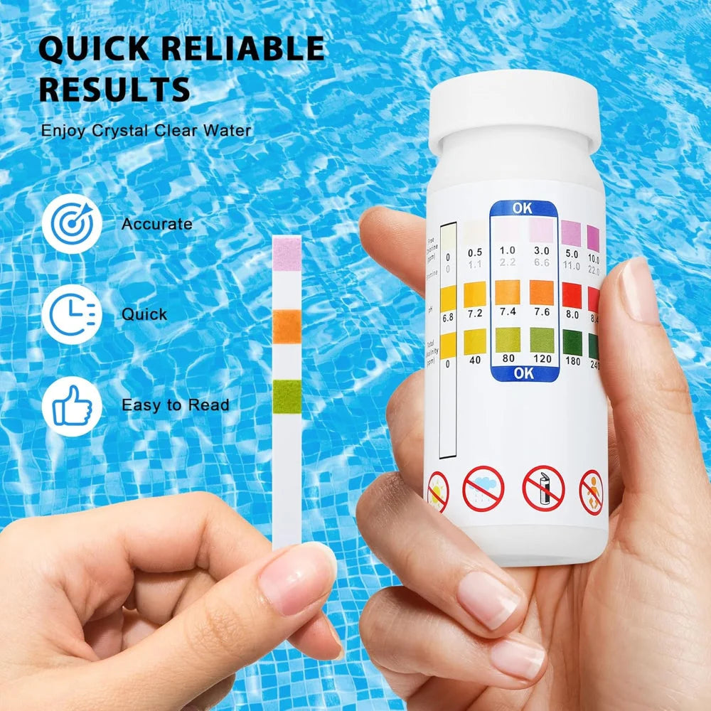 Pool Test Strips Triple Chlorine pH Alkalinity 50 Pack