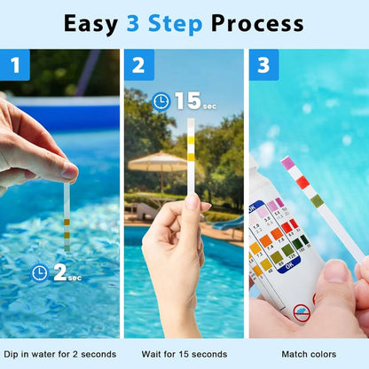 Pool Test Strips Triple Chlorine pH Alkalinity 50 Pack