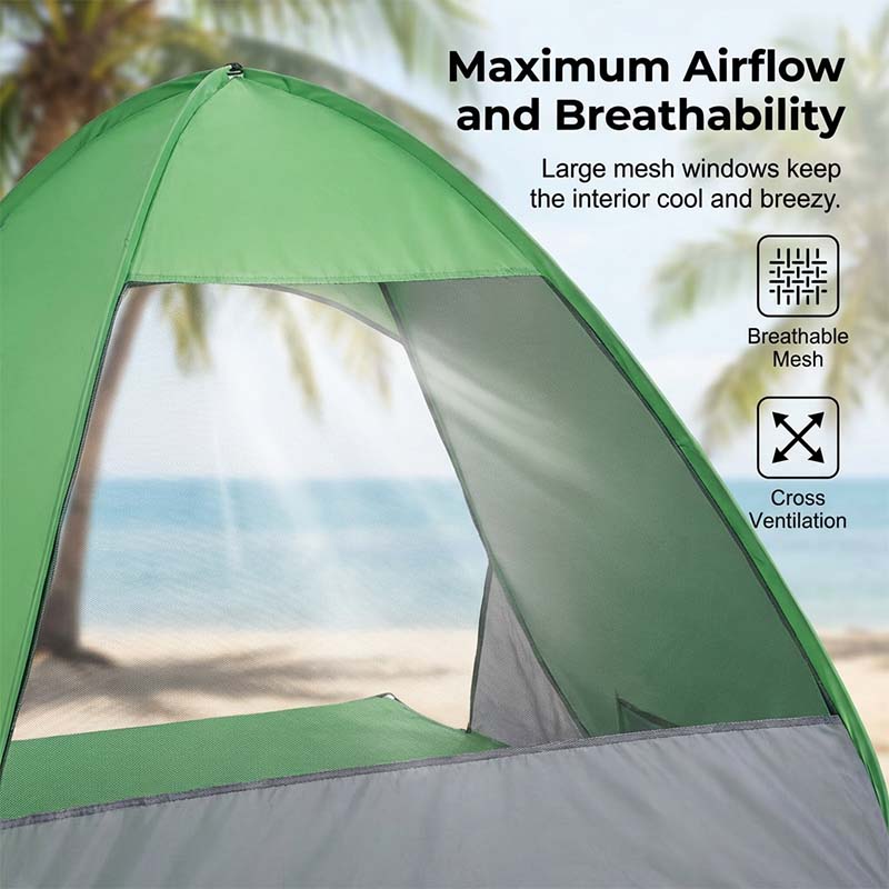 Pop-Up Beach Tent 2-Person Instant Setup Silver-Coated UV Blocking