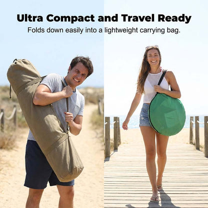 Pop-Up Beach Tent 2-Person Instant Setup Silver-Coated UV Blocking