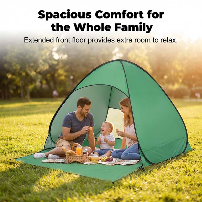 Pop-Up Beach Tent 2-Person Instant Setup Silver-Coated UV Blocking
