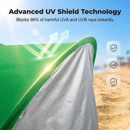 Pop-Up Beach Tent 2-Person Instant Setup Silver-Coated UV Blocking