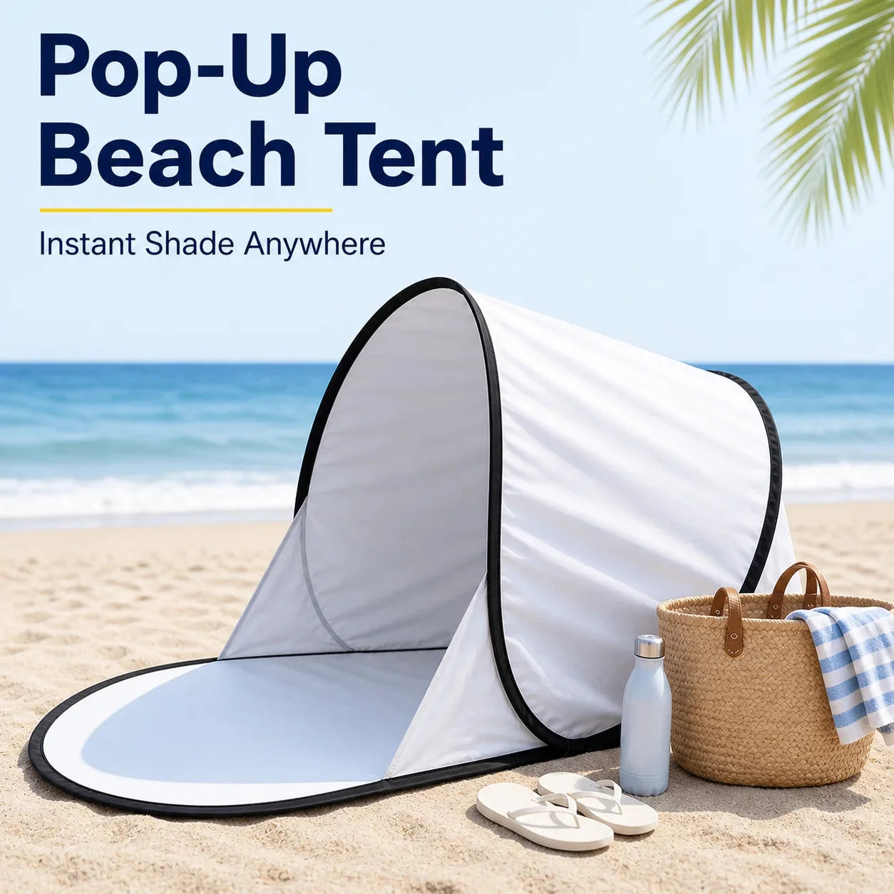 Pop-Up Beach Tent Automatic UV-Blocking Integrated Mat