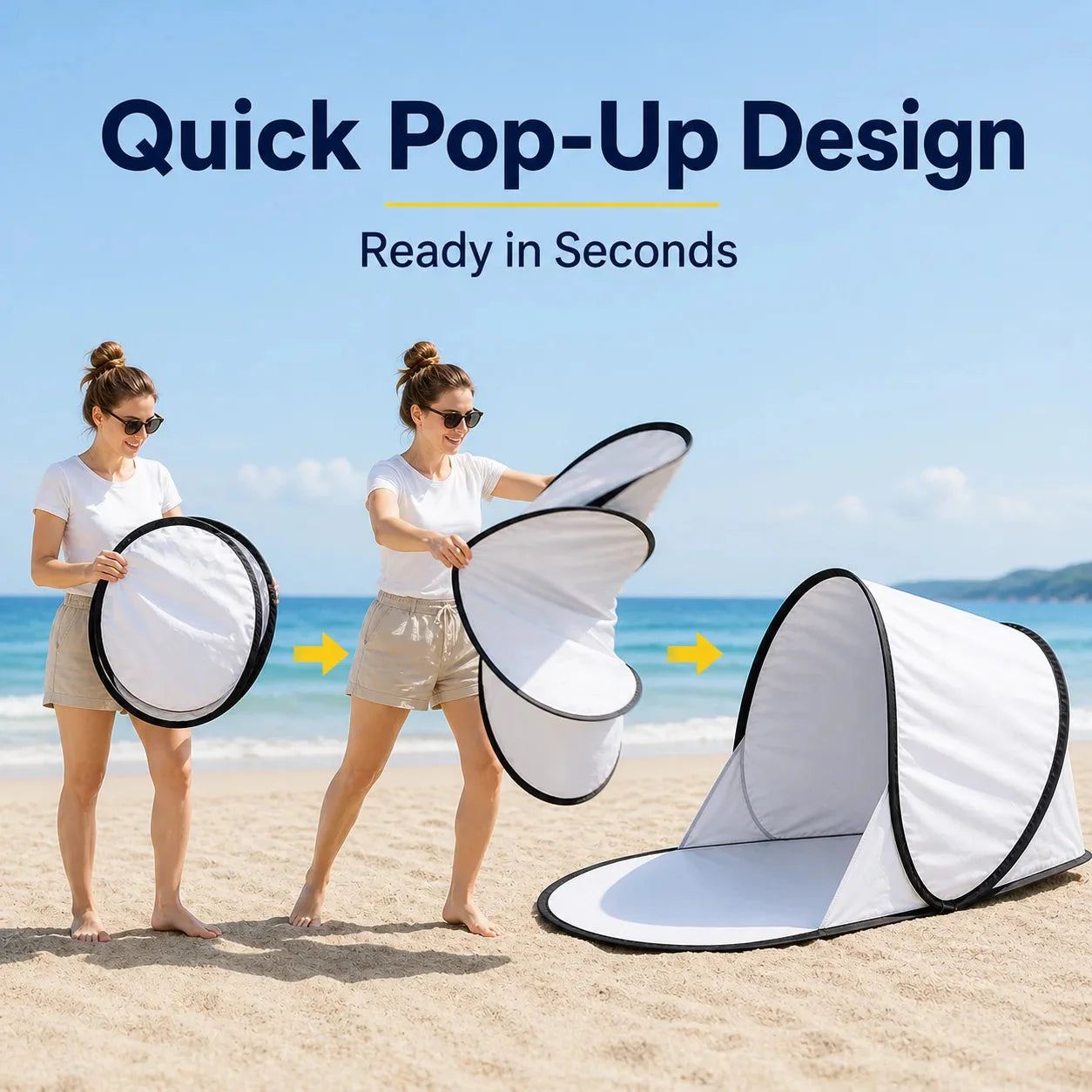 Pop-Up Beach Tent Automatic UV-Blocking Integrated Mat