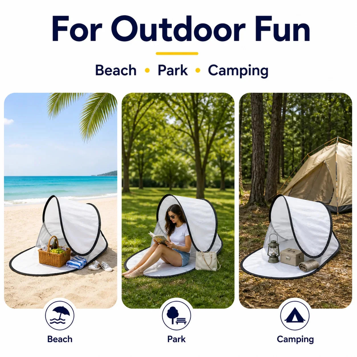 Pop-Up Beach Tent Automatic UV-Blocking Integrated Mat