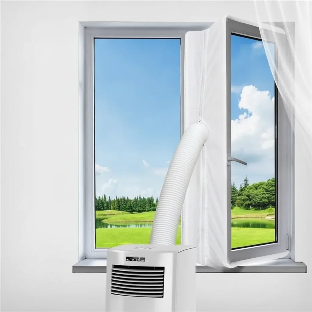 Portable AC Window Seal Zippered Airtight Stretch Fabric