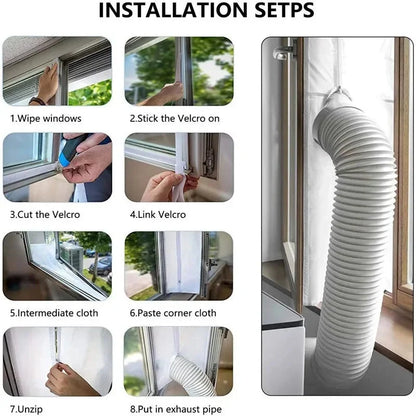 Portable AC Window Seal Zippered Airtight Stretch Fabric